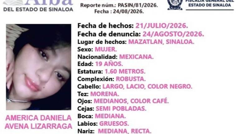 La joven de 19 años se encuentra desaparecida desde el pasado 21 de Julio en Mazatlán.