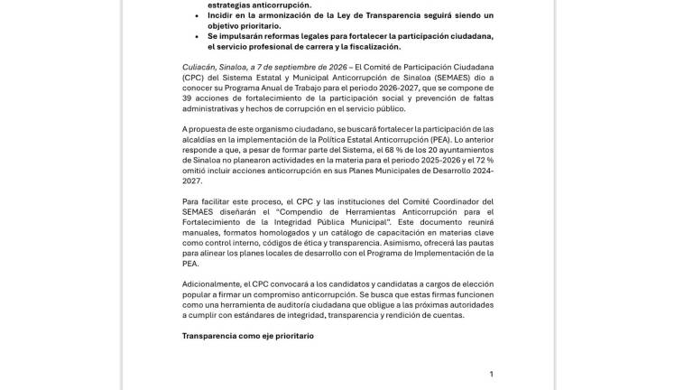El Comité informó que uno de sus principales objetivos será lograr que más municipios participen en las acciones para prevenir la corrupción.