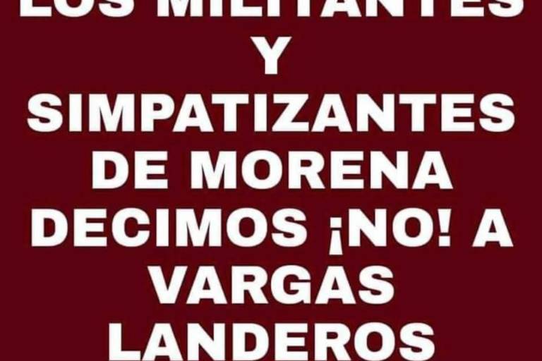 Morenistas buscan firmas para que Vargas Landeros no entre al partido