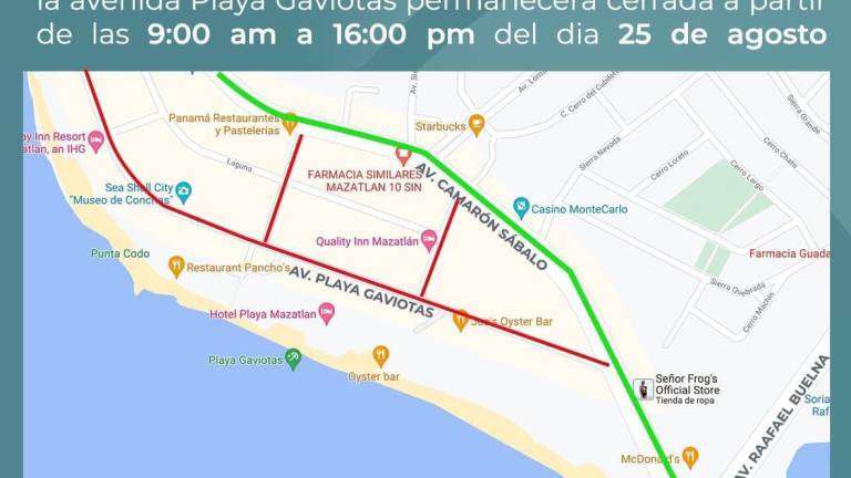 Por llegada de crucero, en Mazatlán estará cerrada a la circulación la Avenida Playa Gaviotas
