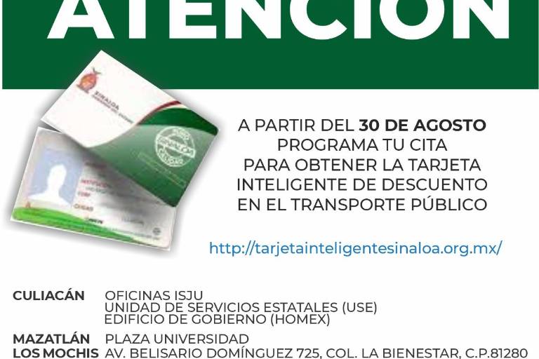 ¿Estudiante? Este lunes abrirán citas para solicitar tarjeta de descuento en camiones del transporte público de Sinaloa
