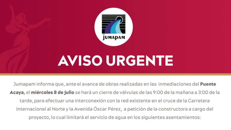 La Jumapam cerrará válvulas por obras del puente a desnivel de la salida norte.