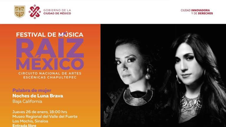Noches de Luna Brava se presenta el jueves 26 en el Museo Regional del Valle del Fuerte, en Los Mochis, Sinaloa.