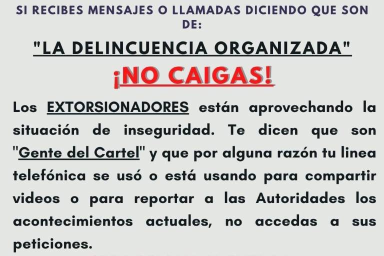 Alertan que en Sinaloa extorsionadores están aprovechando la situación de violencia