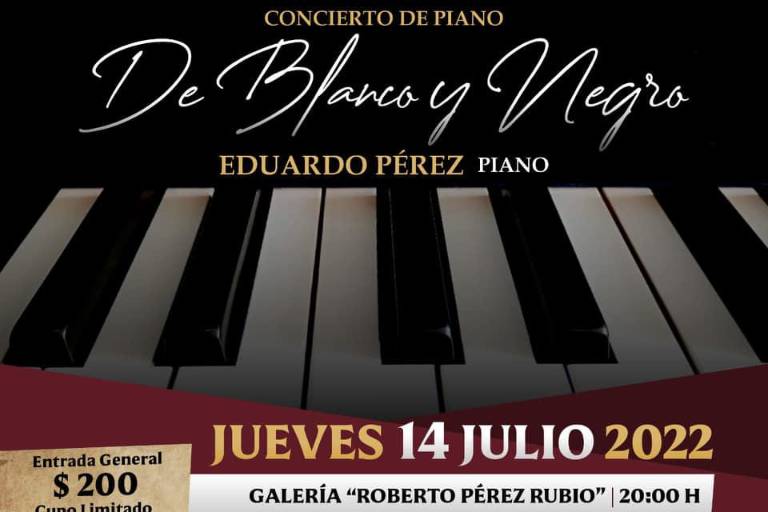 Se presentará este jueves 14 de julio, el concierto de piano ‘De blanco y negro’