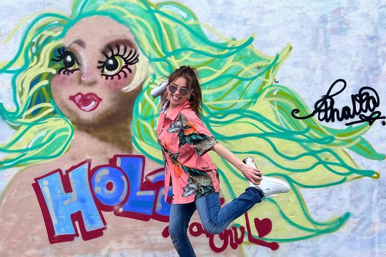 Thalía y su hijo Mateo crean un graffiti en Miami