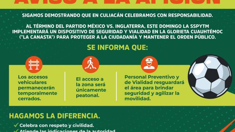 Policías viales y preventivos resguardarán la glorieta Cuauhtémoc tras el partido México-Inglaterra.