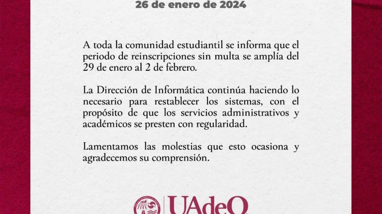 La UAdeO publicó un comunicado en sus redes sociales.