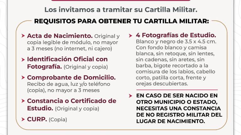 El trámite se realiza en las instalaciones de la Junta Municipal de Reclutamiento e Identidad Militar, en el Ayuntamiento de Culiacán.