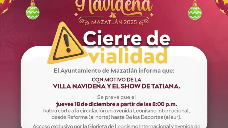 El corte se realizará a partir de las 20:00 horas del jueves 18 de diciembre.