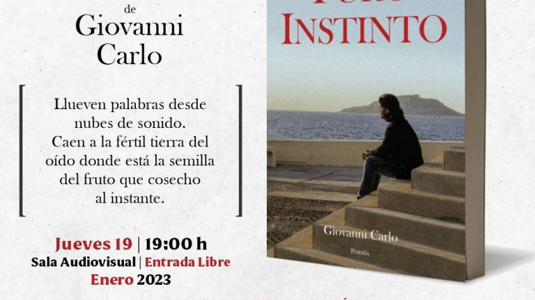 El jueves 19 de enero se presenta el libro ‘Puro instinto’ del poeta Giovanni Carlo, en el Museo de Arte Mazatlán.
