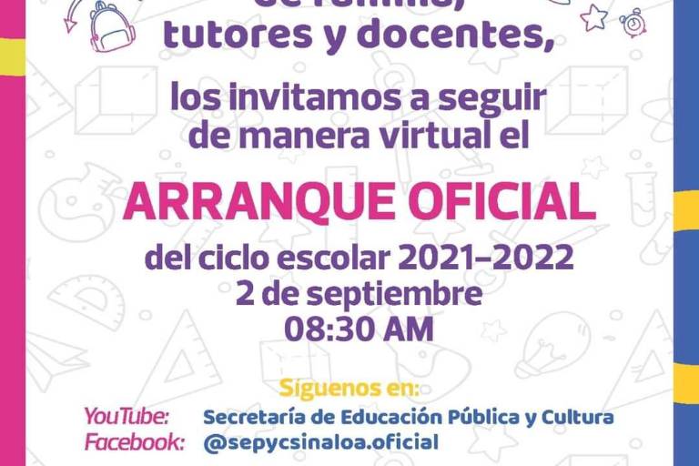 En Sinaloa este jueves inicia regreso a clases presencial, anuncia la SEPyC