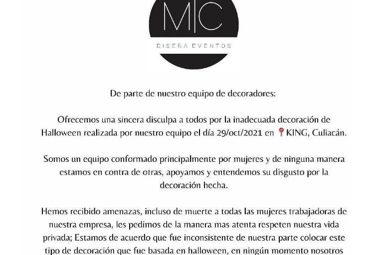 Empresa que diseñó fiesta con apología al feminicidio se disculpa; señala que ha recibido amenazas