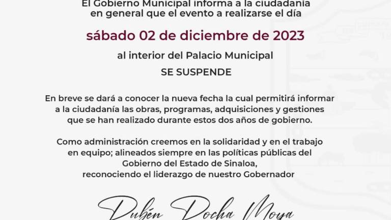 En el comunicado se expresa el apoyo hacía el Gobernador Rubén Rocha Moya.