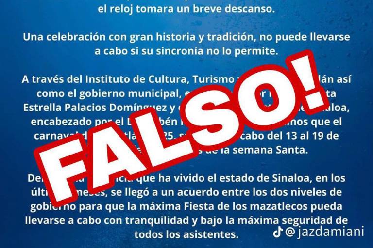 Circula falso comunicado sobre supuesto cambio de fecha del Carnaval de Mazatlán