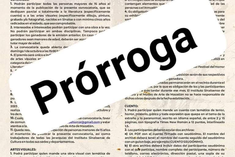 Dan prórroga para el concurso de Artes Visuales y Cuento de Horror