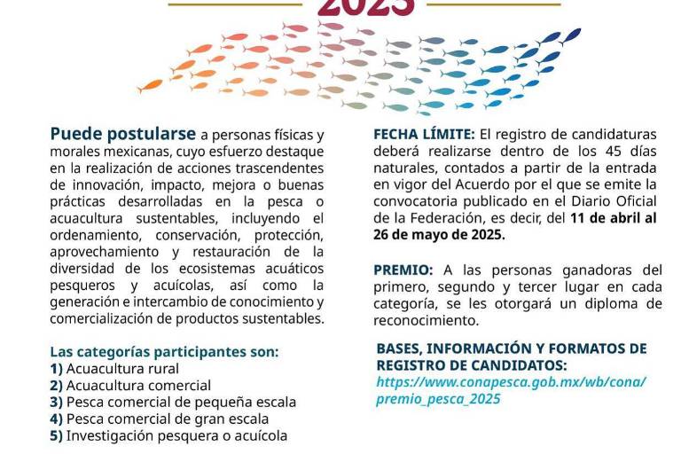 Conapesca premiará a la Pesca y Acuacultura Sustentable del país