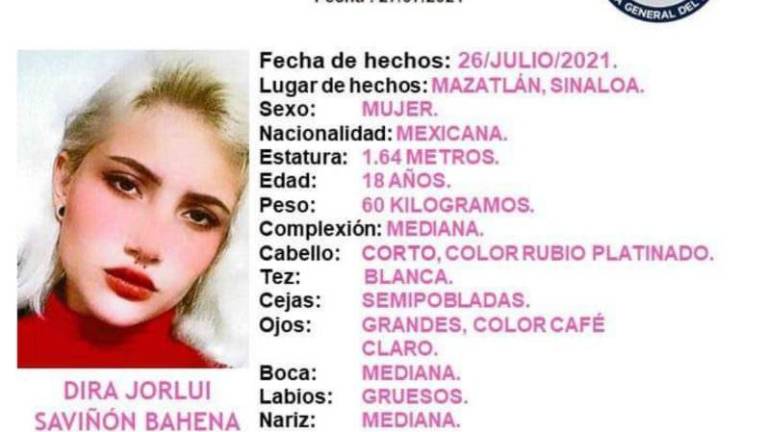 Localizan a joven de 18 años que estaba desaparecida en Mazatlán