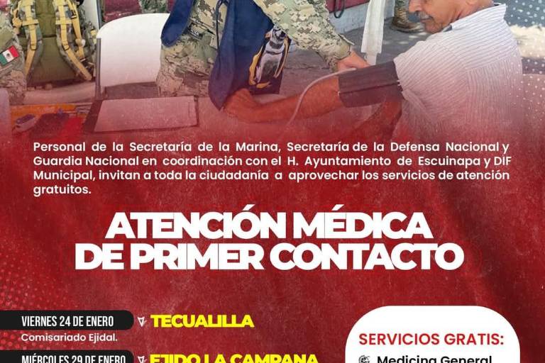 Invitan a la Jornada de Atención Médica de Primer Contacto en la zona sur de Escuinapa