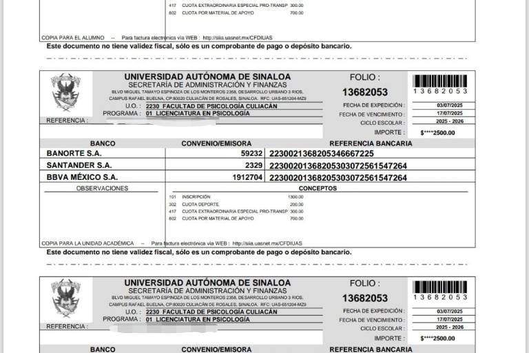 Estudiantes de la UAS denuncian aumento del 56% en el costo de inscripción anual