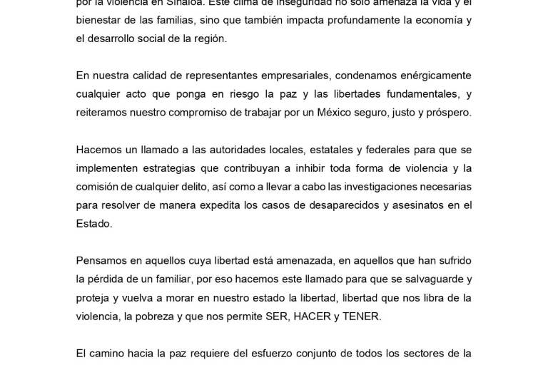 Se solidariza Coparmex Mazatlán con familias víctimas de la violencia en Sinaloa