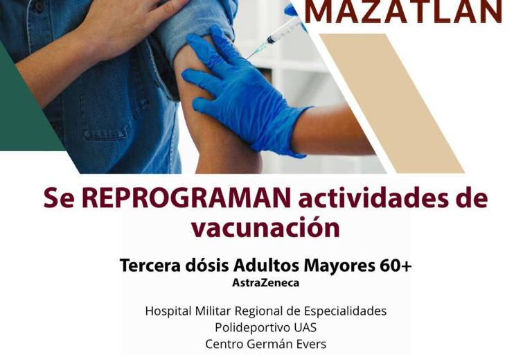 Reprograman para el domingo en Mazatlán vacuna de refuerzo contra el Covid a adultos mayores