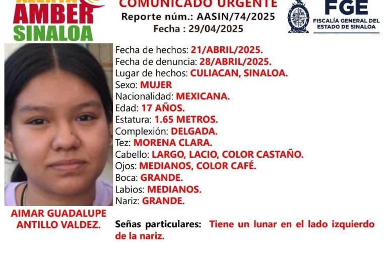 Buscan a Aimar Guadalupe, desaparecida en Culiacán
