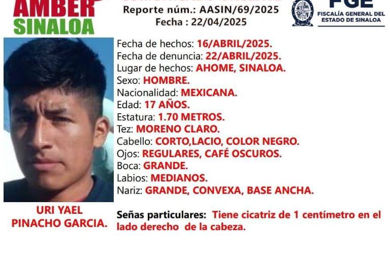 Activan Alerta Amber por desaparición de Uri Yael, en Ahome