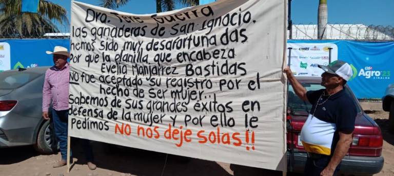 Ganaderos denuncian que a Evelia Manjarrez no se le permitió registrarse para la dirigencia de la Unión de Ganaderos de San Ignacio.