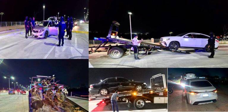 Reportan 19 vehículos asegurados en una noche por arrancones en Nuevo Malecón de Culiacán