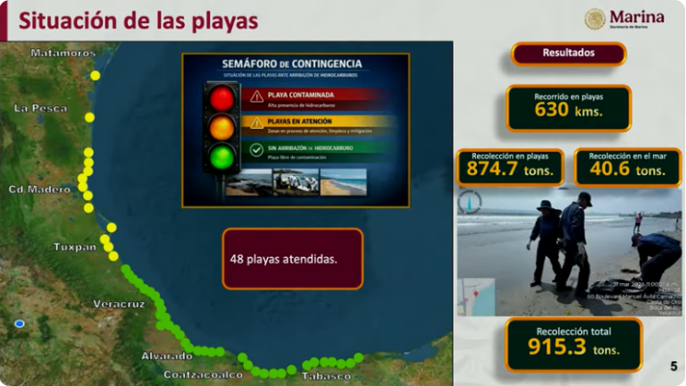 Zona del Golfo de México donde se registraron afectaciones por los derrames de hidrocarburos.