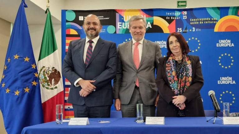 Autoridades dan a conocer el programa de la Unión Europea en la FIL de Guadalajara.