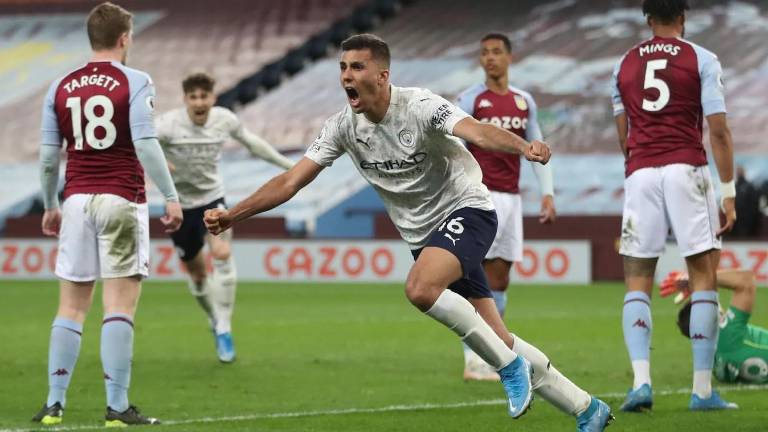 Rodri festeja su gol.