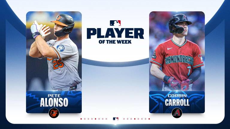 Pete Alonso y Corbin Carroll fueron los mejores peloteros de la pasada semana.