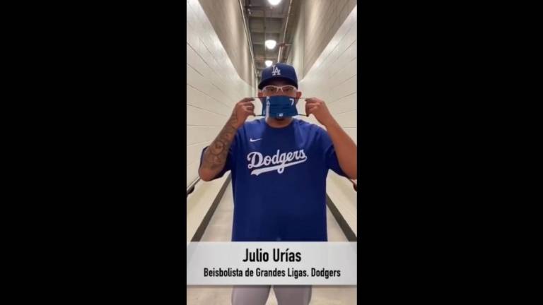 El lanzador zurdo y actualmente máximo ganador de la Liga Nacional en Grandes Ligas, Julio Urías, aparece en el video donde se llama a la ciudadanía a cuidarse.