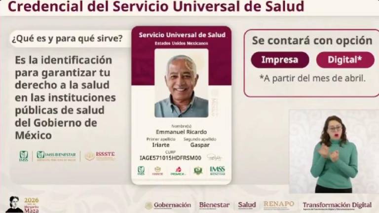 El Gobierno de México anuncia que en marzo comenzará el proceso de credencialización del Servicio Universal de Salud.