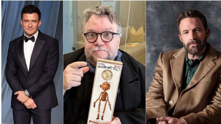 Orlando Bloom, Guillermo del Toro y Ben Affleck.