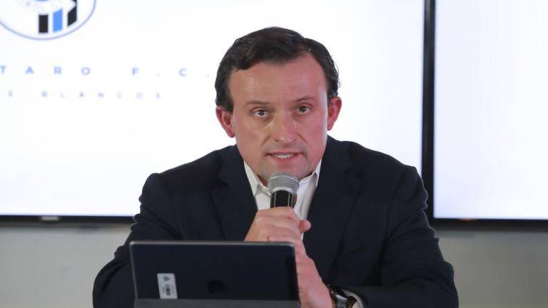 Mikel Arriola, durante la conferencia de prensa el domingo 6 de marzo en La Corregidora.