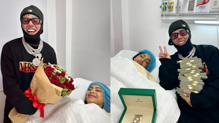 Tekashi 6ix9ine festeja a Yailín “La más viral” desde el hospital donde se encuentra internada.