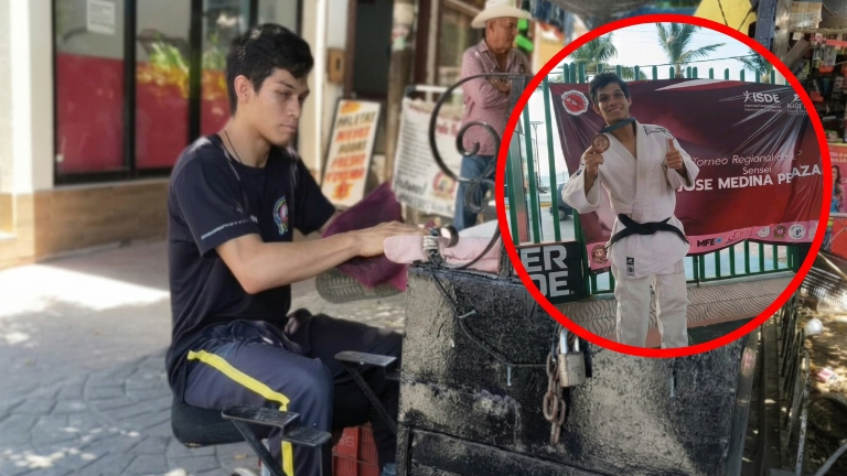 Benjamín Mendoza celebra ser estudiante, judoca y emprendedor con el oficio que aprendió de su abuelo.