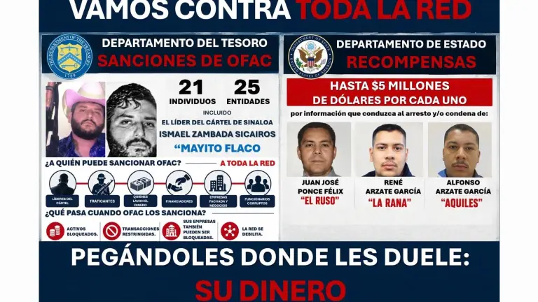 Publicación de la Embajada de Estados Unidos sobre las acciones contra la facción de “Los Mayos” del Cártel de Sinaloa.