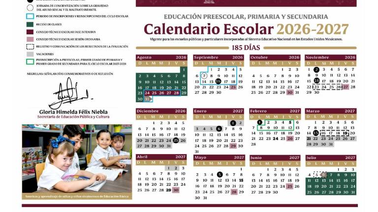 Calendario escolar oficial para educación básica de Sinaloa.