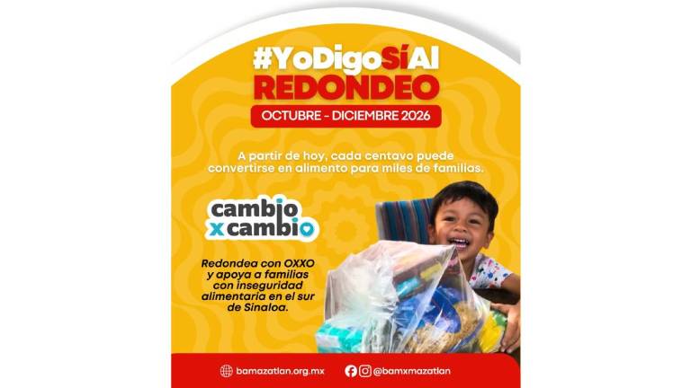 Campaña que se lleva a cabo en las tiendas OXXO para recaudar fondos a favor del Banco de Alimentos de Mazatlán.