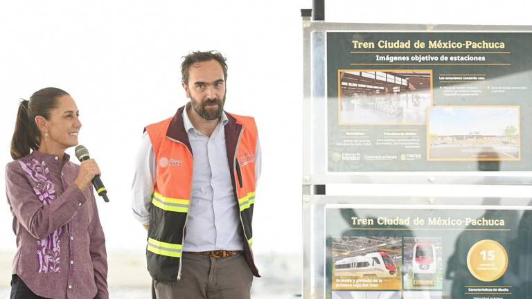 La Presidenta de México Claudia Sheinbaum Pardo supervisa los avances del Tren México-Pachuca.