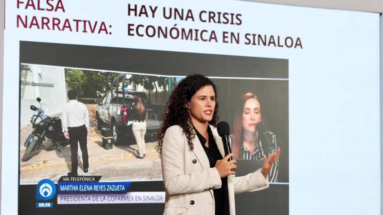 La Consejera Jurídica de Presidencia, Luisa María Alcalde Luján, mostró cifras económicas de Sinaloa.