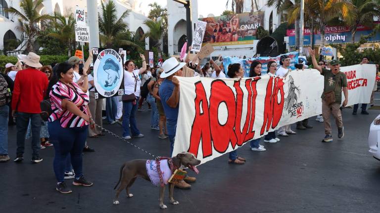 Decenas de ciudadanos se concentraron en Las Letras de Mazatlán para expresar su rechazo a la instalación de plantas de amoniaco y metanol en Ahome.