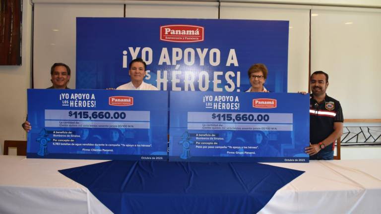 Los presidentes de los patronatos de Bomberos Culiacán y Mazatlán recibieron los donativos por parte de Grupo Panamá.