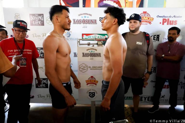 Tras el pesaje, se declaran listos los gladiadores de la función ‘Fuego en el Ring’, en Mazatlán