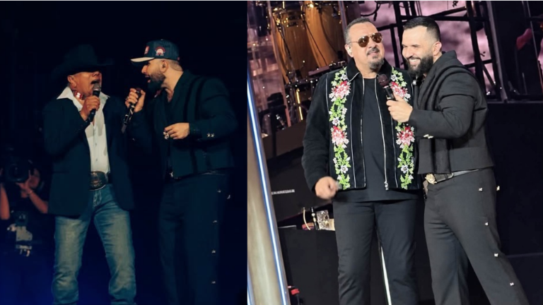 Lupe Esparza y Pepe Aguilar acompañan a Carín León.