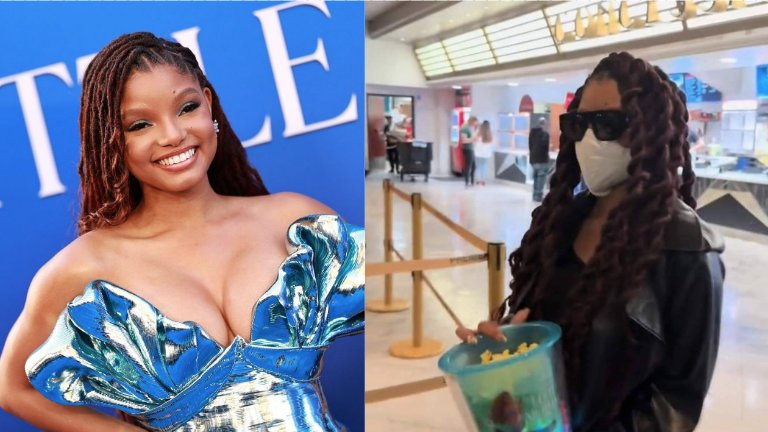 Halle Bailey acude al cine disfrazada para disfrutar de la película.